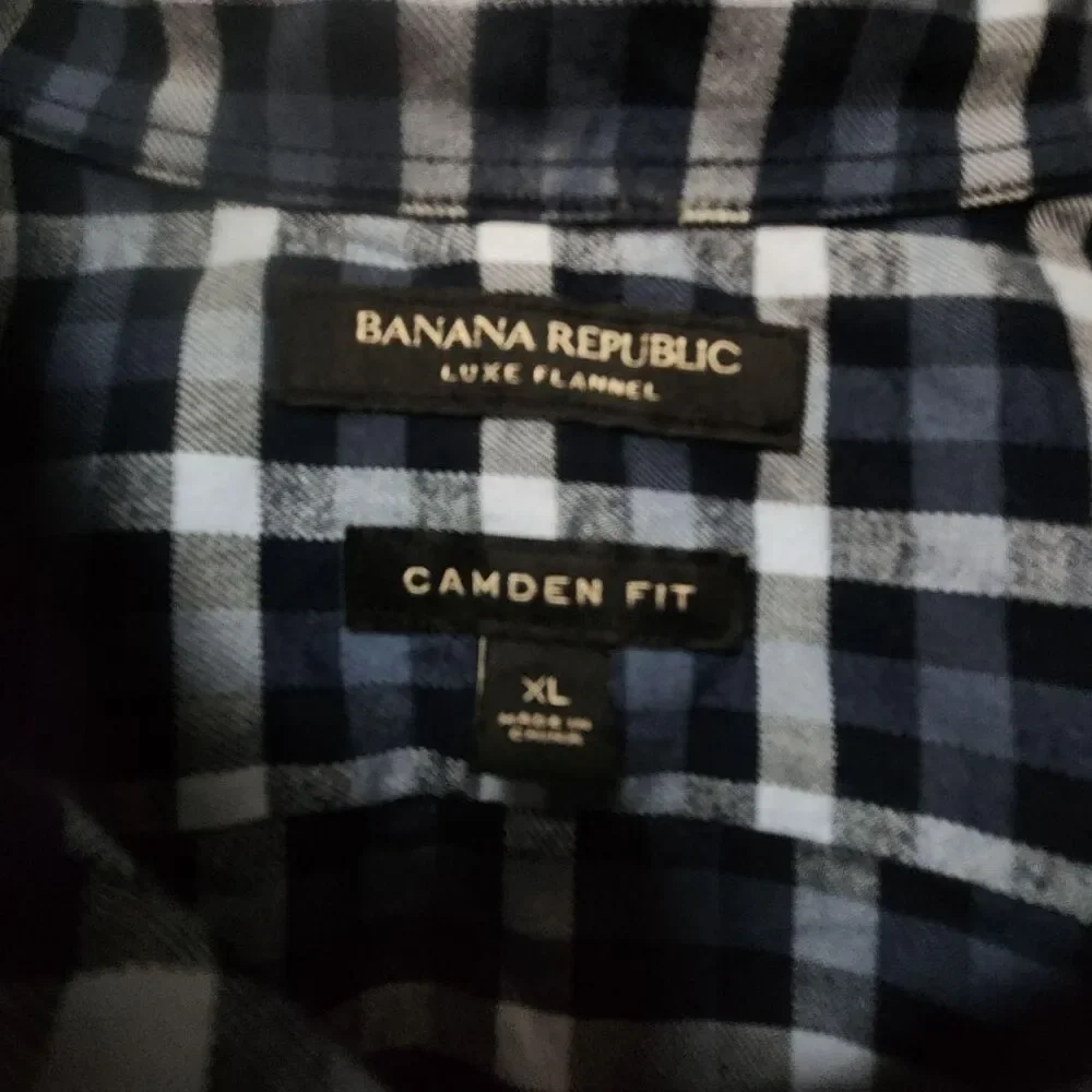 Banana-republic Men's Blue and Navy Shirt